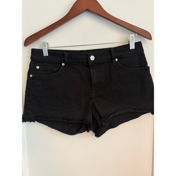 7 For All Mankind Pants - 7 For All Mankind Shorts Womens 28 Black Denim Cut Off Frayed Hem Raw Edge Jean